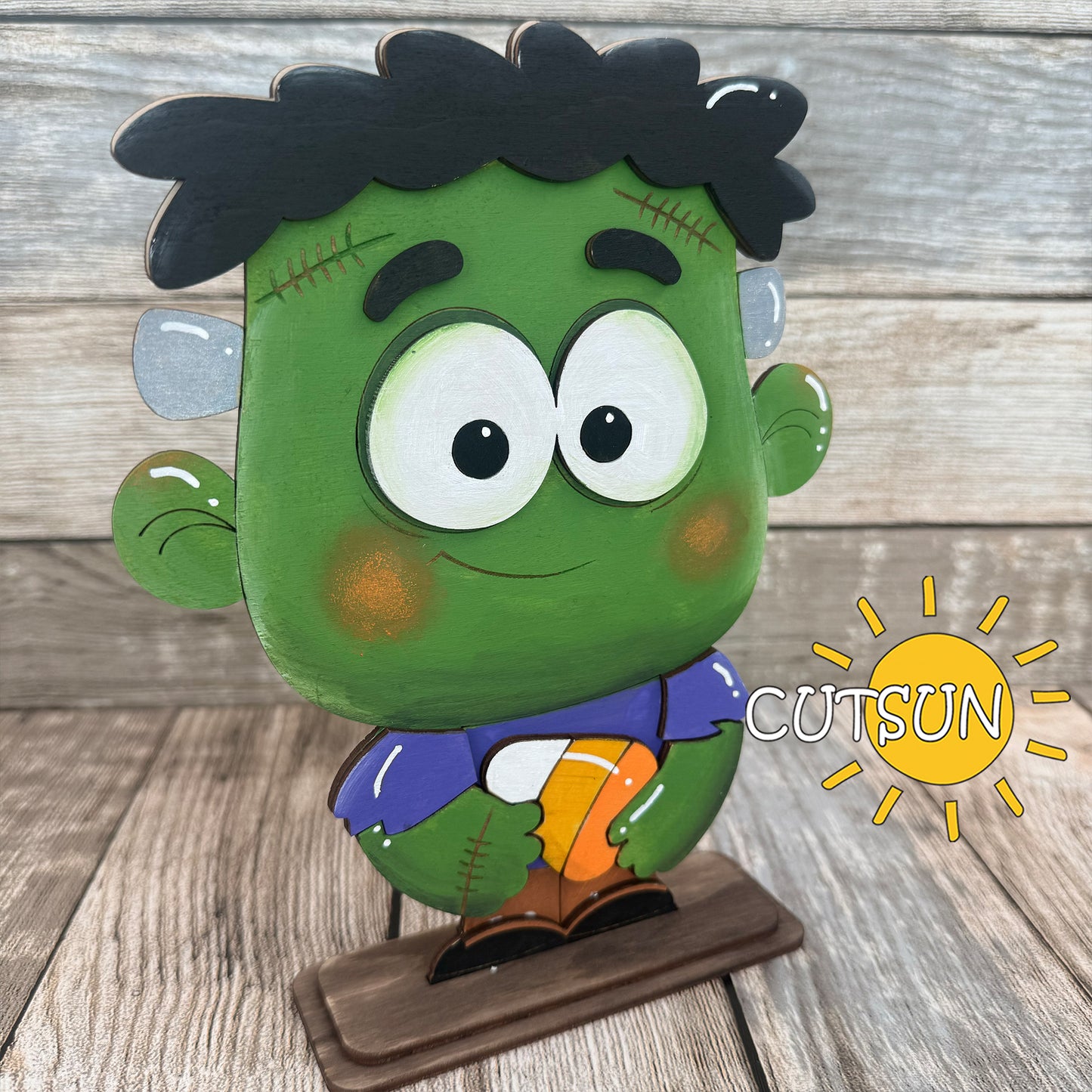 Frankenstein Shelf Sitter SVG – Cute Halloween Shelf Decor Laser Cut File