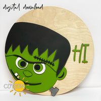 Frankenstein Hi Halloween door hanger svg - laser cut file