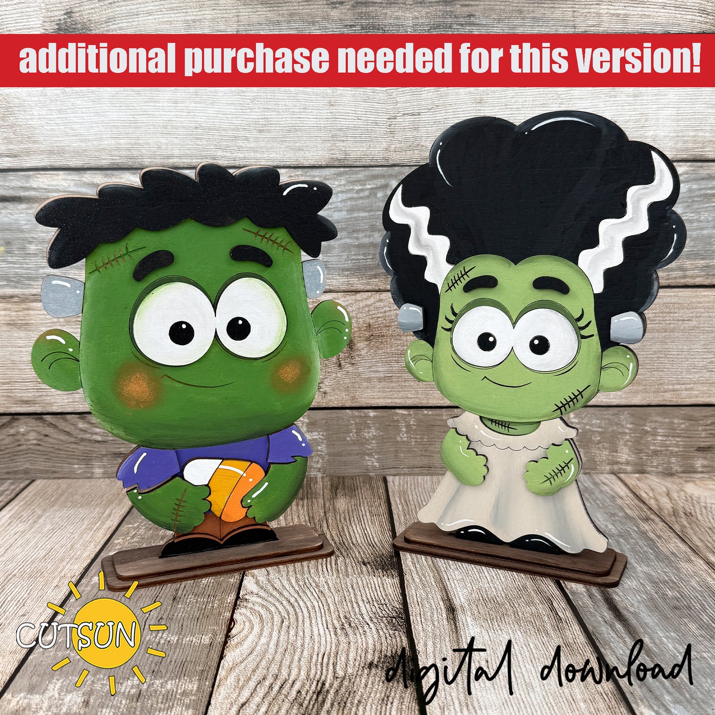 Frankenstein Bride Shelf Sitter SVG with Interchangeable Accessories | Halloween Laser Cut File