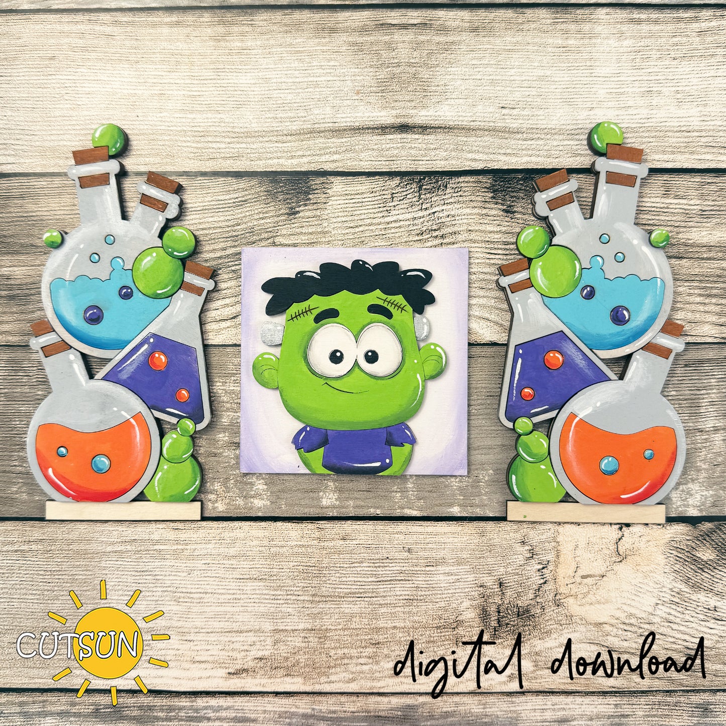 Frankenstein Farmhouse Window Add-On SVG | Halloween Monster Decor | Interchangeable Window Laser Cut File