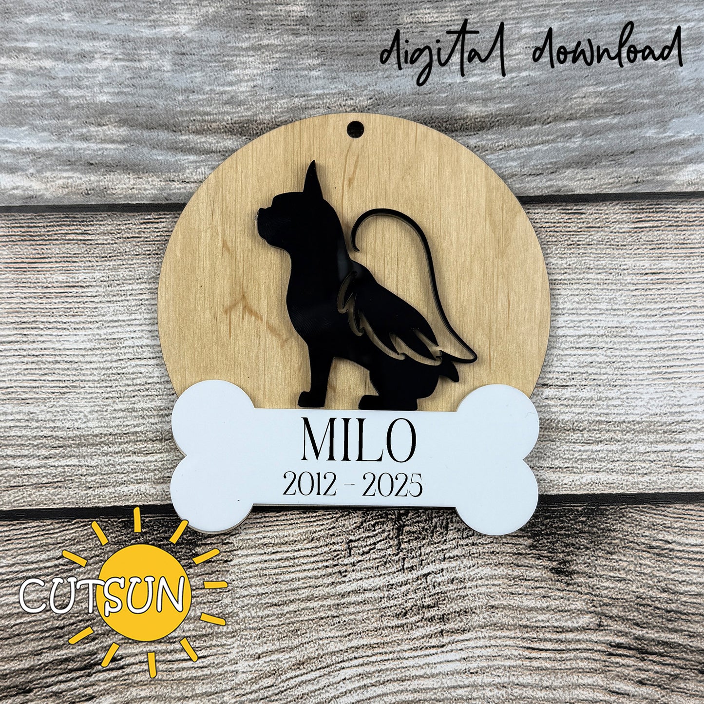 French Bulldog Memorial Ornament SVG Cut File, Pet Loss Keepsake Ornament, Angel Wings Dog Tribute Digital Download