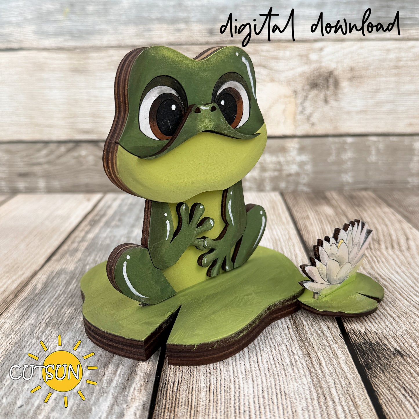 Frog Shelf Sitter SVG | Interchangeable Frog Decor Laser Cut File | Farmhouse Shelf Decoration Digital Download