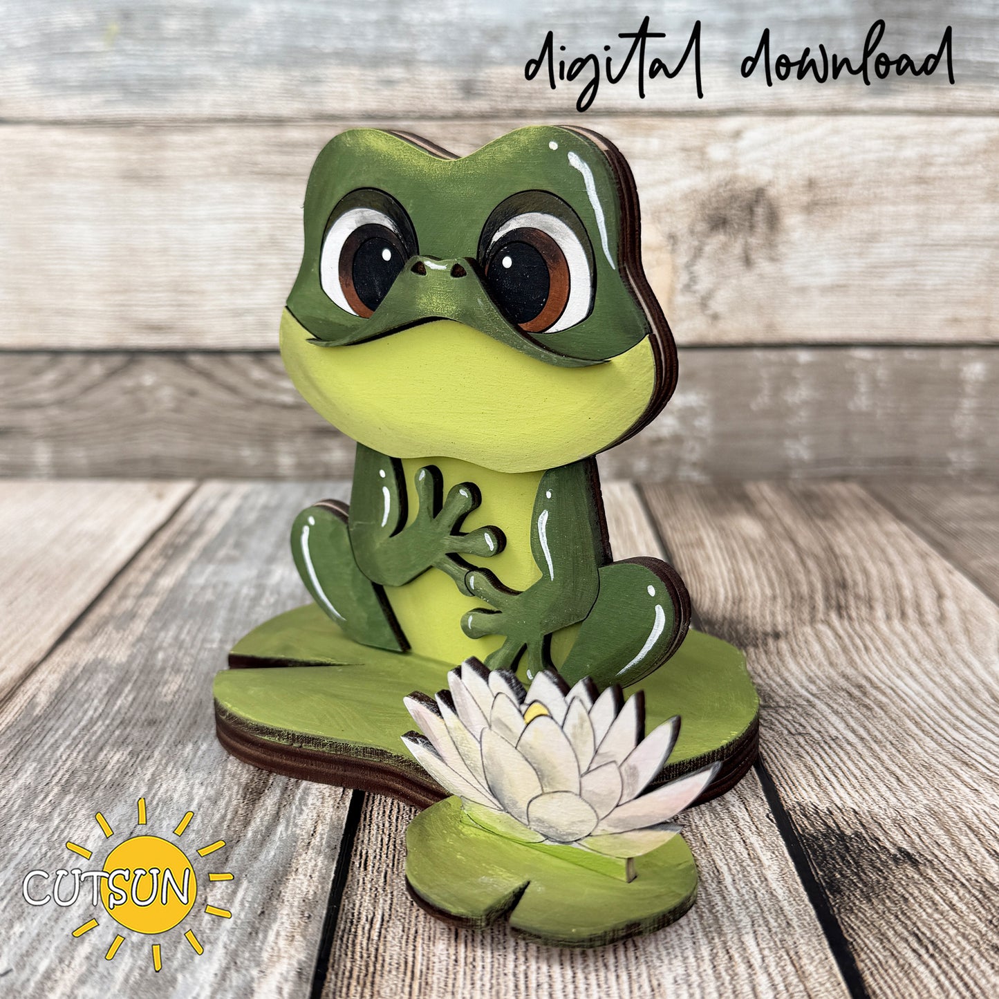 Frog Shelf Sitter SVG | Interchangeable Frog Decor Laser Cut File | Farmhouse Shelf Decoration Digital Download