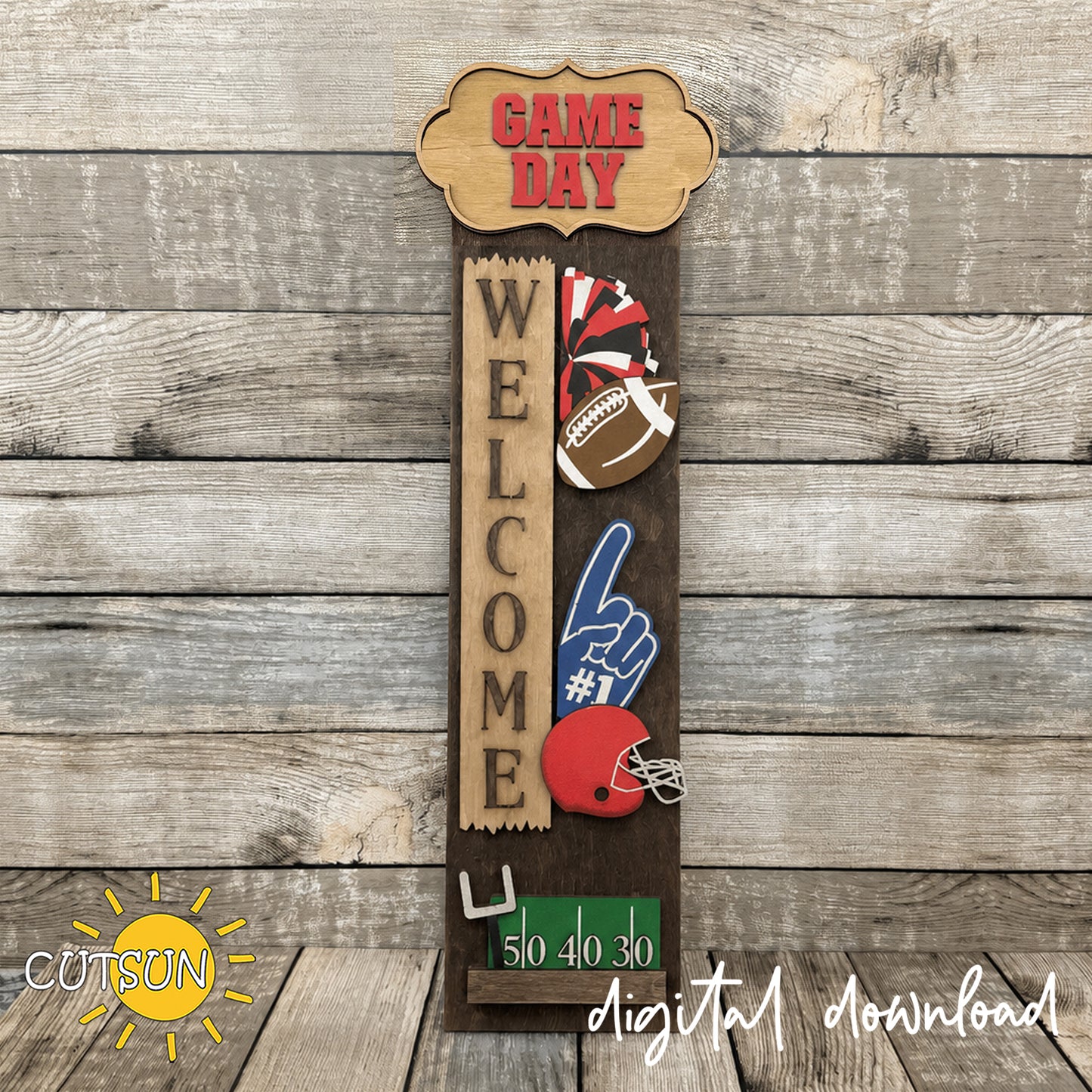 Game Day Vertical Porch Sign SVG – Interchangeable Porch Leaner Add-On