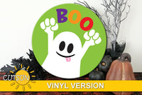 Cute Ghost BOO round door hanger SVG | Halloween door hanger SVG - laser cut file | Cricut SVG