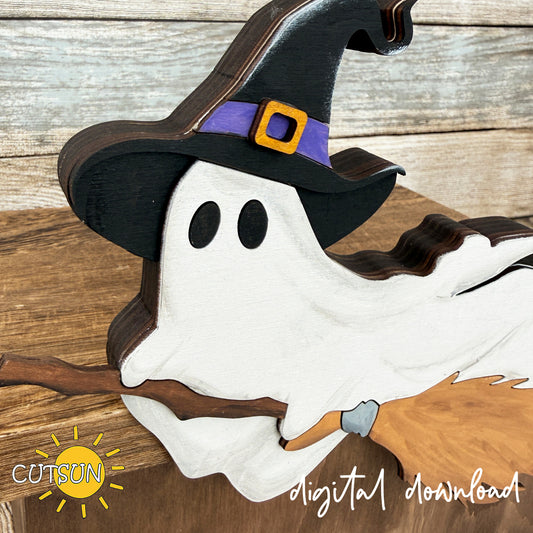 Flying Ghost Halloween Shelf Sitter SVG Laser cut file