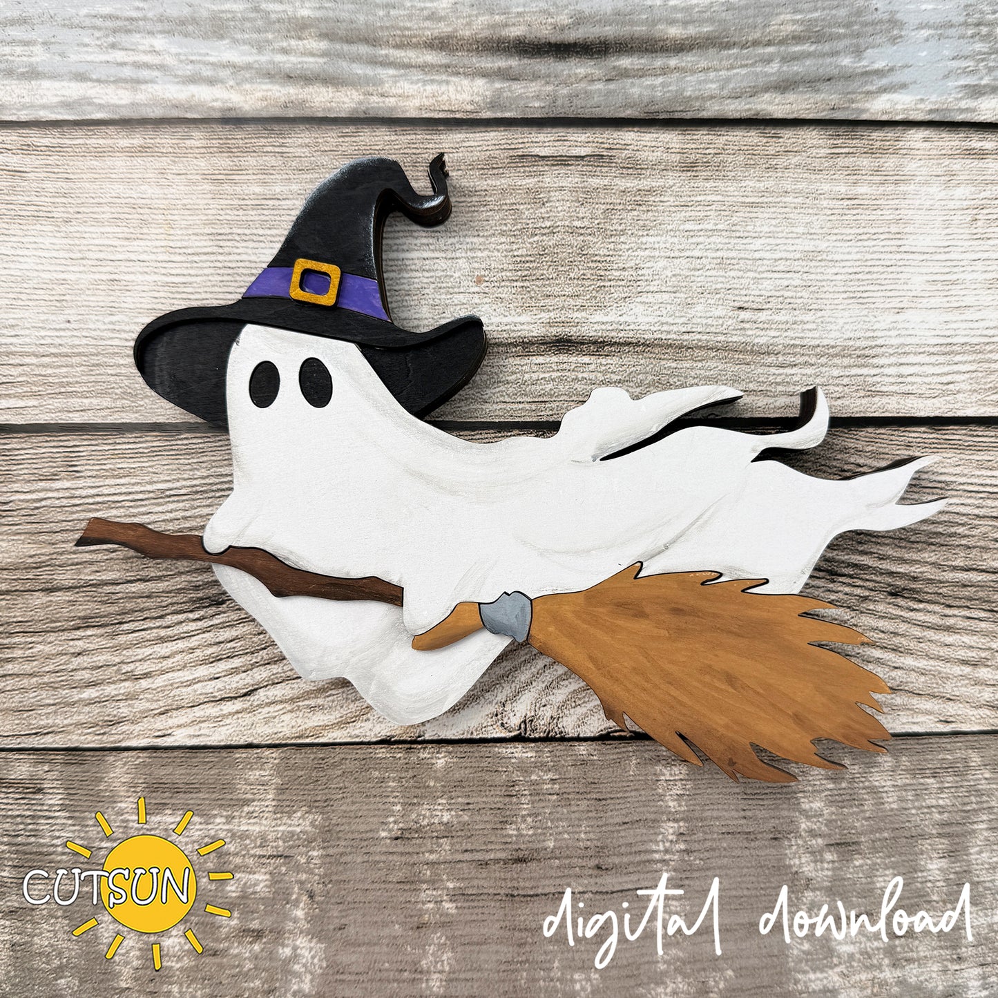 Flying Ghost Halloween Shelf Sitter SVG Laser cut file