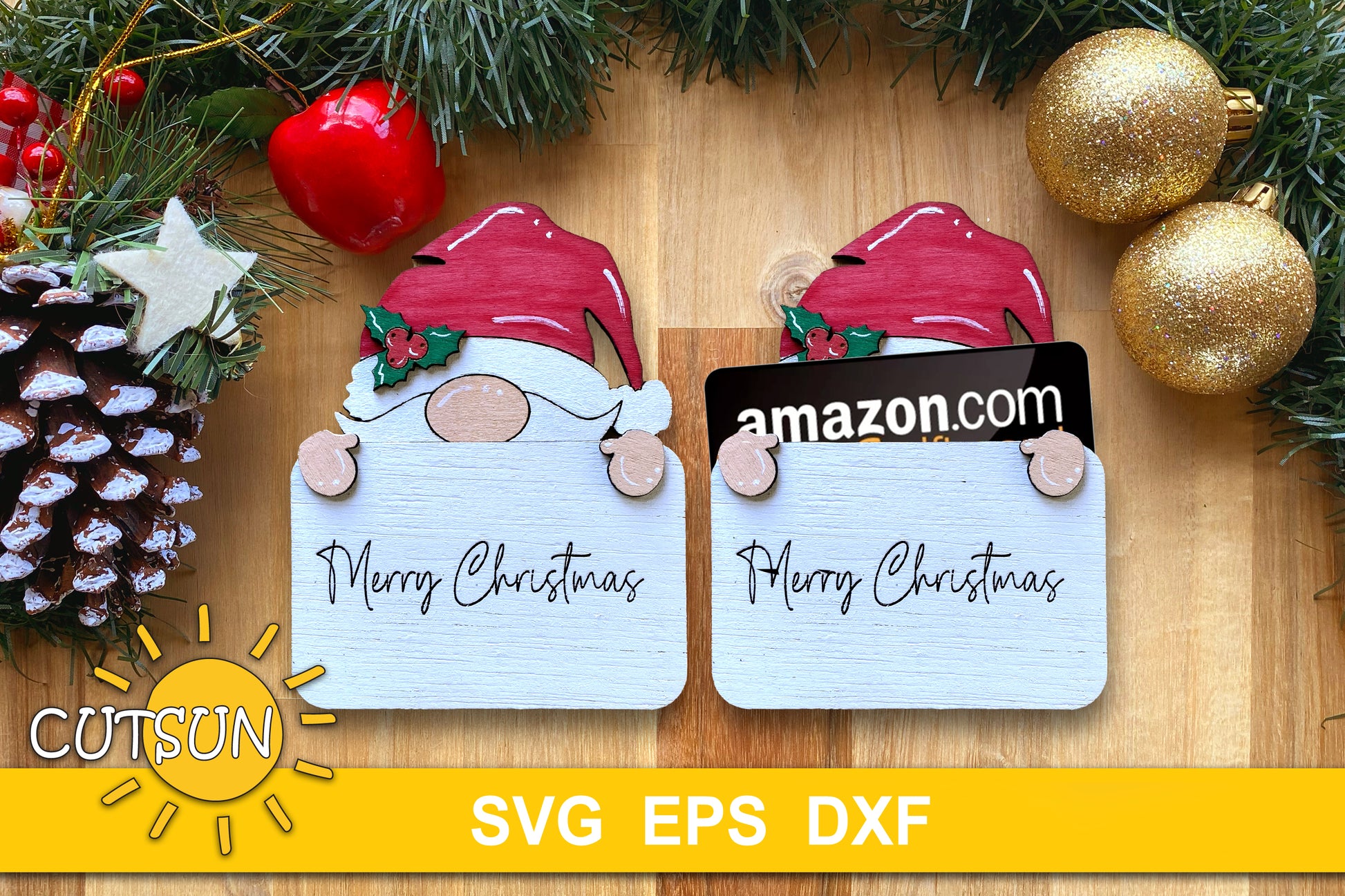 Santa Gnome card holder SVG