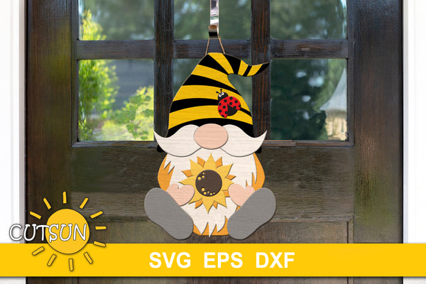 Gnome with Sunflower door hanger SVG | Summer door hanger SVG | Fall door hanger SVG