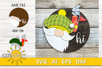 Interchangeable Round Gnome door hanger SVG Golf Gnome svg Add-on Gnome Hi Door hanger svg Golf svg Glowforge SVG Laser cut file