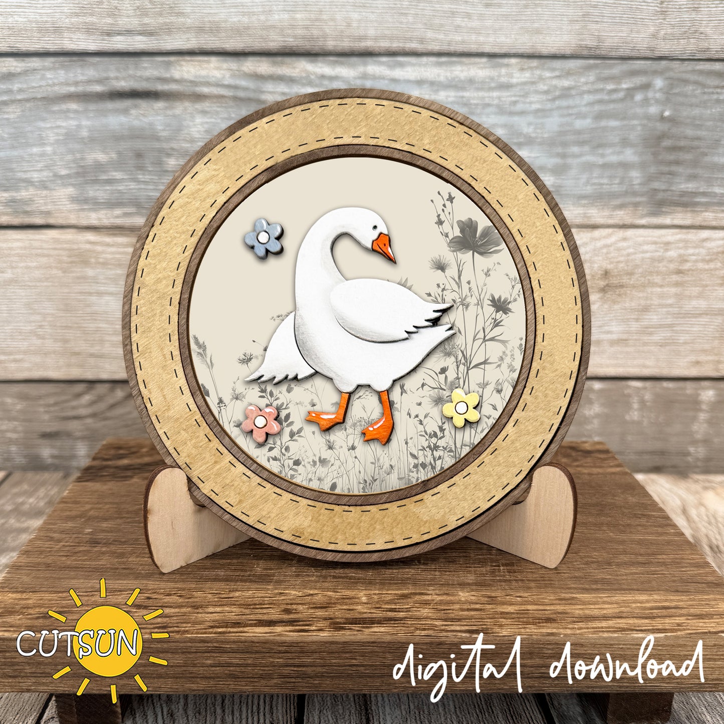 Hey Silly Goose Round Sign SVG Bundle – Interchangeable Goose Laser Cut File Set