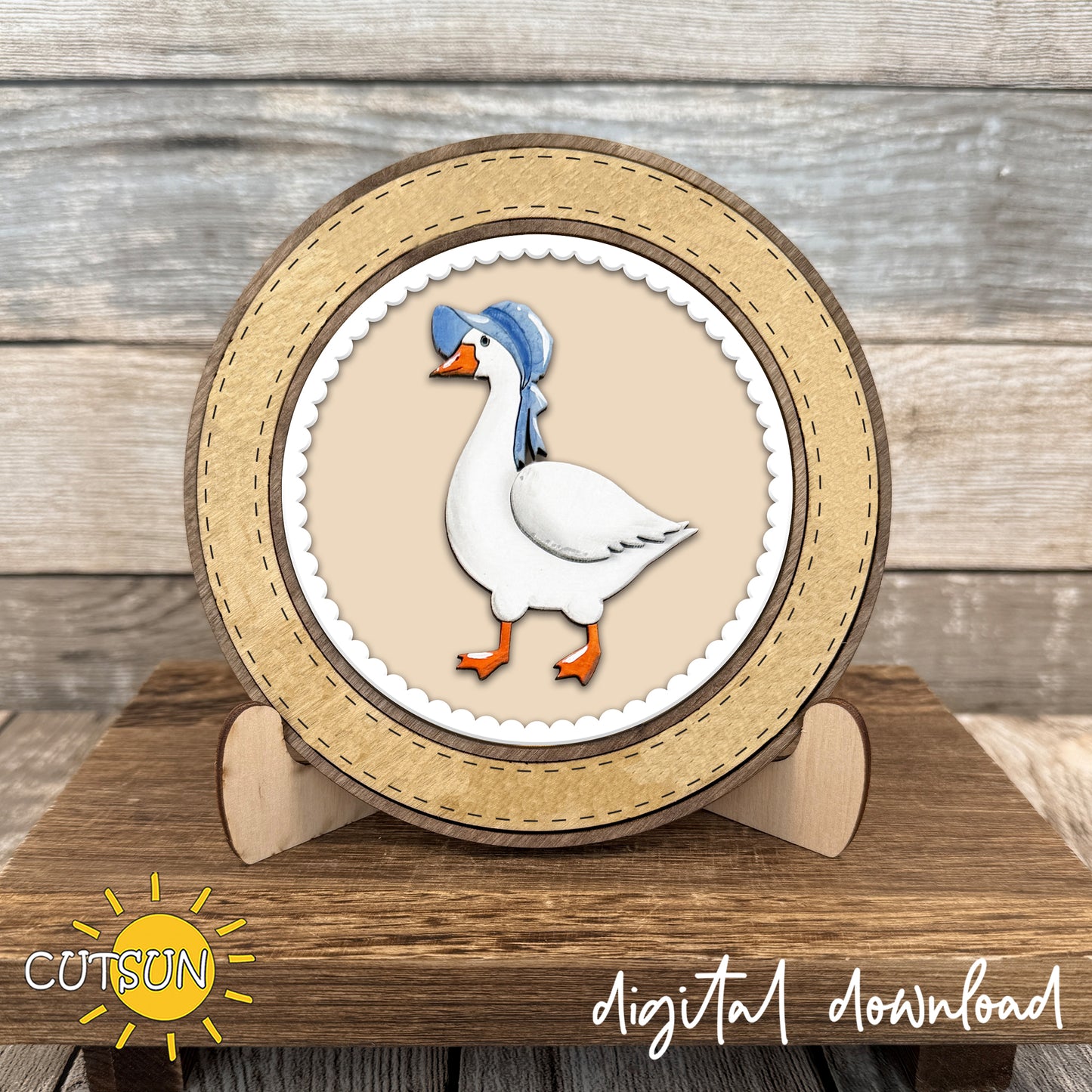 Hey Silly Goose Round Sign SVG Bundle – Interchangeable Goose Laser Cut File Set
