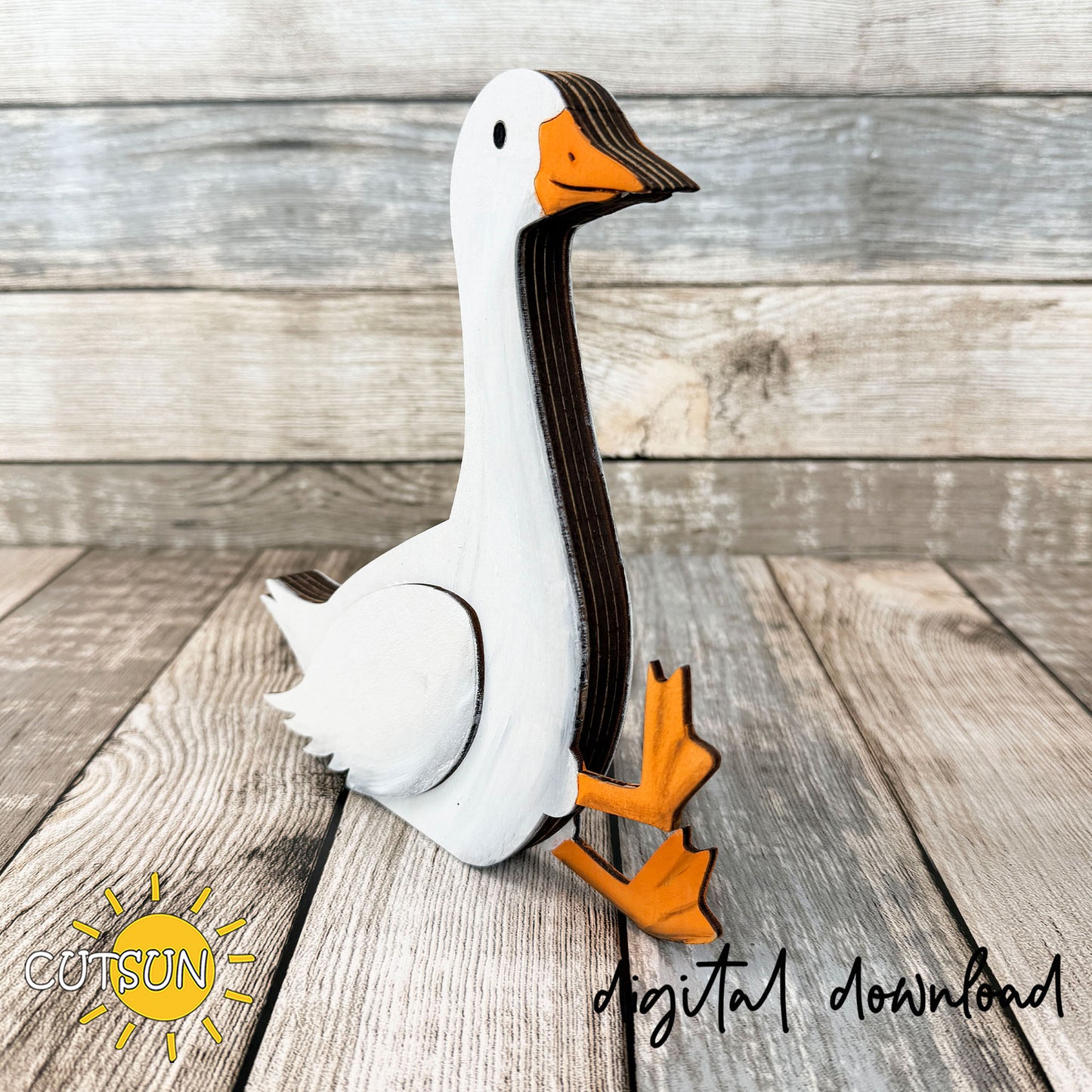 Goose Shelf Sitter SVG – Freestanding Layered Goose Laser Cut File for Rustic Farmhouse Decor