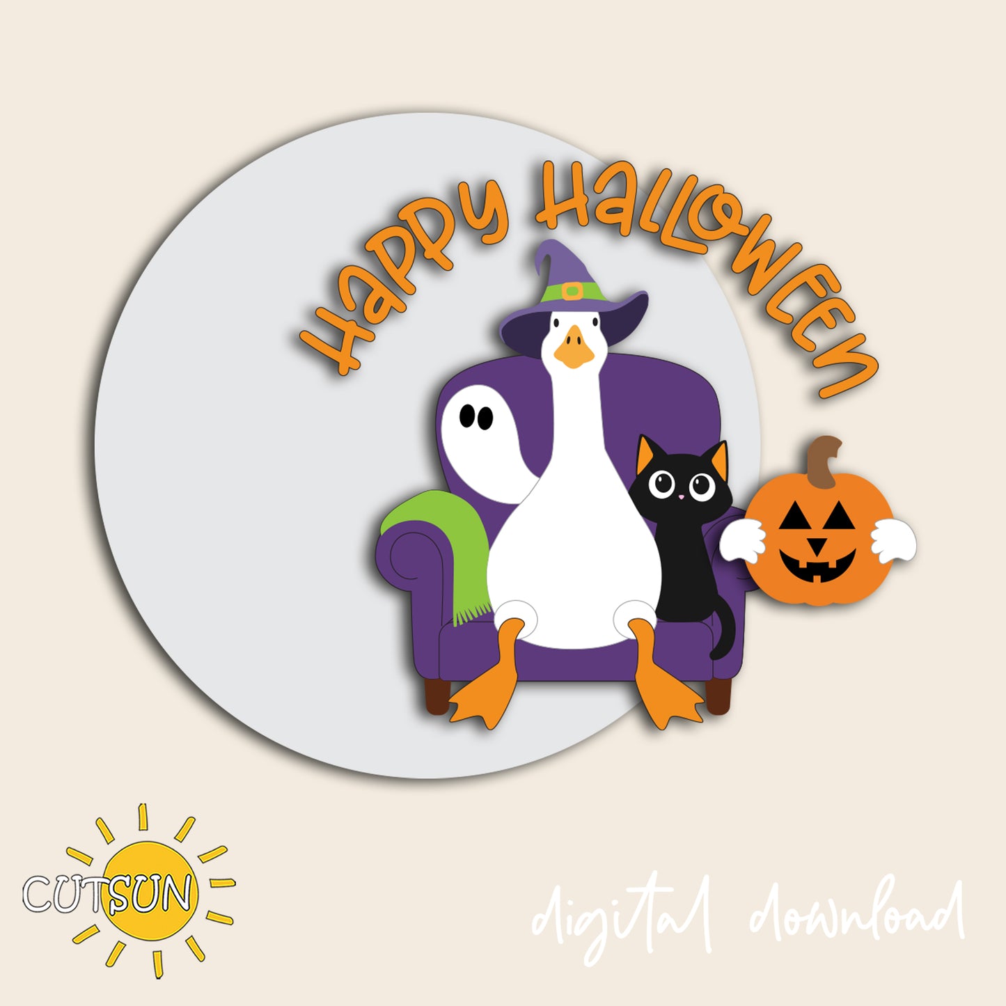 Halloween Goose Door Hanger SVG – Happy Halloween Layered Laser Cut Sign