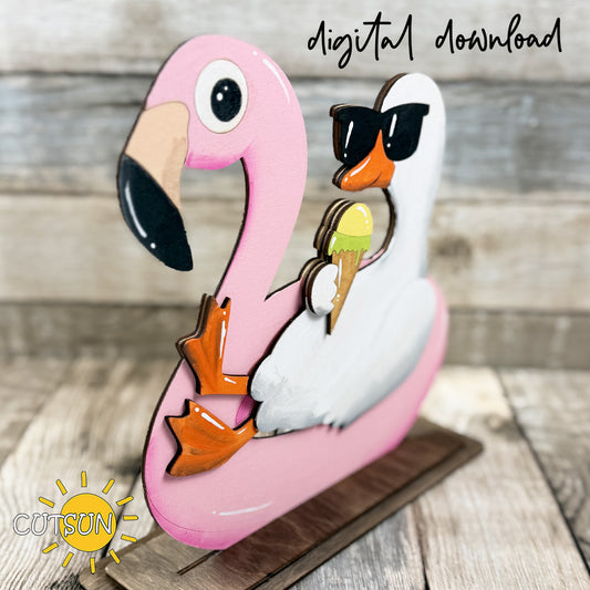 Goose Flamingo Float Shelf Sitter SVG – Summer Tiered Tray Decor File