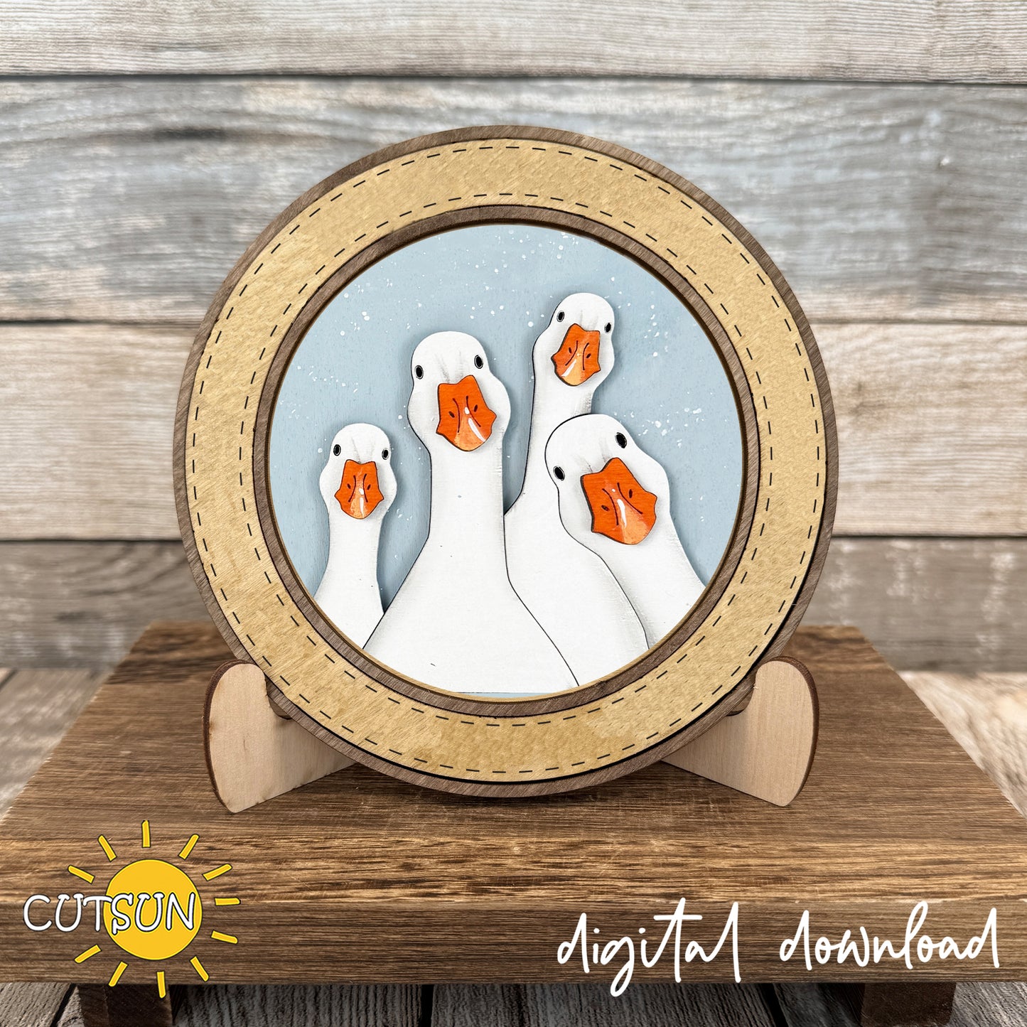 Hey Silly Goose Round Sign SVG Bundle – Interchangeable Goose Laser Cut File Set