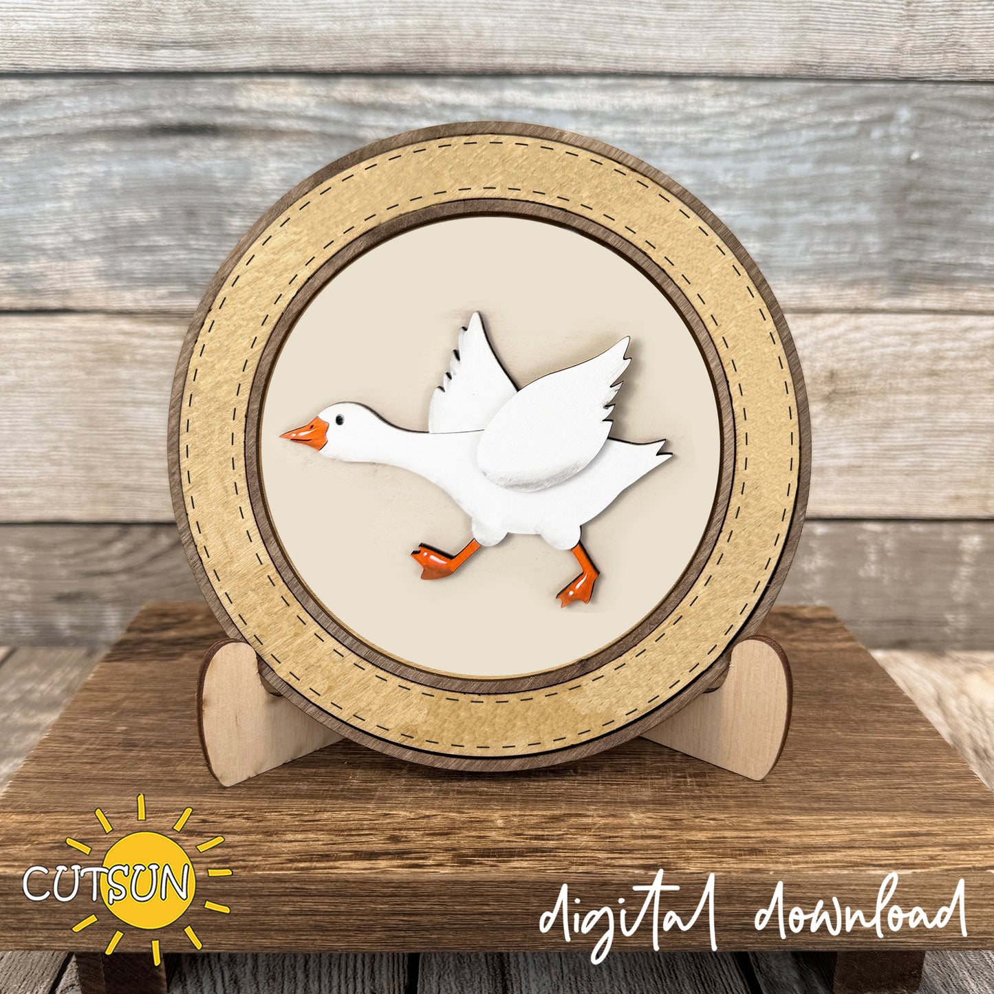 Hey Silly Goose Round Sign SVG Bundle – Interchangeable Goose Laser Cut File Set