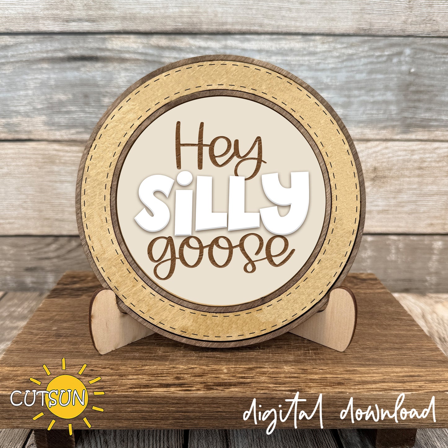 Hey Silly Goose Round Sign SVG Bundle – Interchangeable Goose Laser Cut File Set