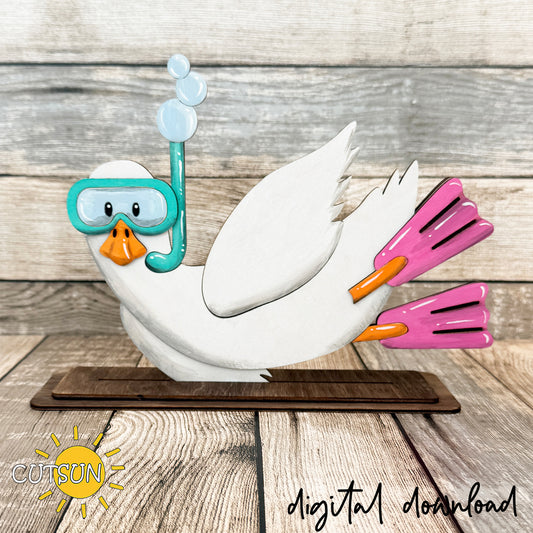 goose shelf sitter svg diving goose with snorkel and flippers