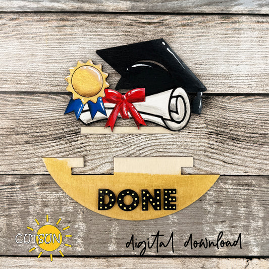 Graduation Add-On for Interchangeable Round Sign | Graduation Door Hanger Insert | Laser Cut File | Digital Download