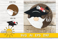 Interchangeable Round Gnome door hanger SVG Graduation Cap Add-on Gnome svg Gnome Hi Door hanger svg Glowforge SVG Laser cut file