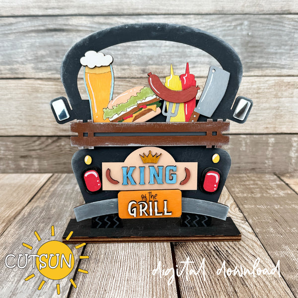 King of the grill Add-on for Interchangeable Farmhouse Truck / Garden Wheelbarrow SVG Laser cut file