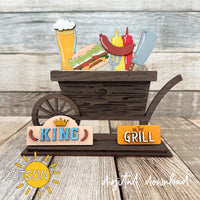 King of the grill Add-on for Interchangeable Farmhouse Truck / Garden Wheelbarrow SVG Laser cut file