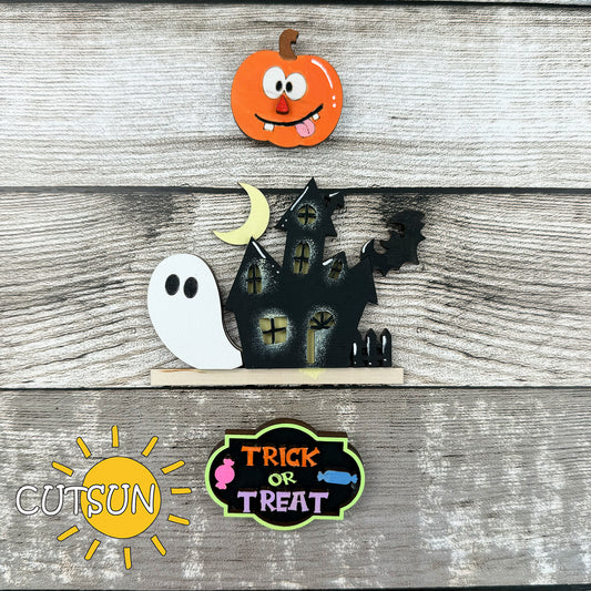 Halloween Add-On SVG for Interchangeable Apron Shelf Sitter – Haunted House, Ghost, Pumpkin & Trick or Treat Sign