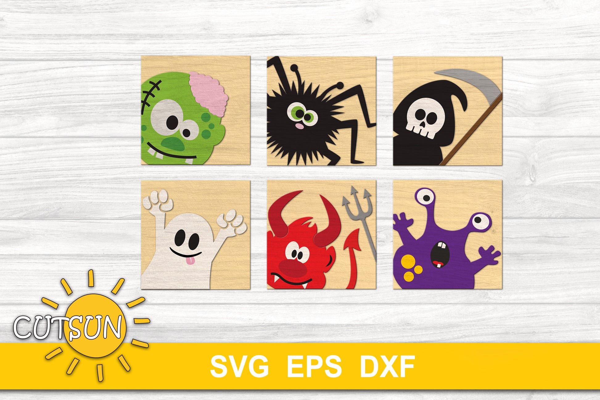 Halloween square leaning signs SVG bundle