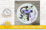 Easter door hanger SVG He's Risen front door decor SVG Christian Easter svg Glowforge SVG Laser cut file