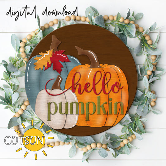 Fall Door Hanger SVG with Pumpkins – Autumn Welcome Sign Laser Cut File for Glowforge & xTool