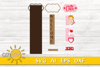 Valentine SVG porch sign add-on with an Interchangeable Porch leaner SVG Cupid svg vertical sign SVG Hello Love svg Laser cut file