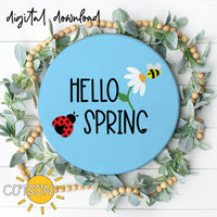 Hello Spring door hanger SVG Laser cut file