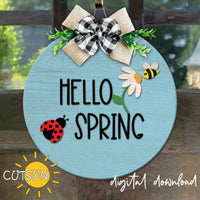 Hello Spring door hanger SVG Laser cut file