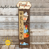 Hello pumpkin porch sign add-on with a free Interchangeable porch leaner SVG Fall vertical porch sign SVG Fall decor Laser cut file