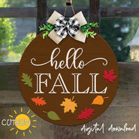 Fall door hanger SVG | Hello fall door hanger svg | Farmhouse door sign svg