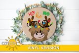 Highland Cow Ho Ho Ho Door Hanger SVG Christmas lights door hanger SVG