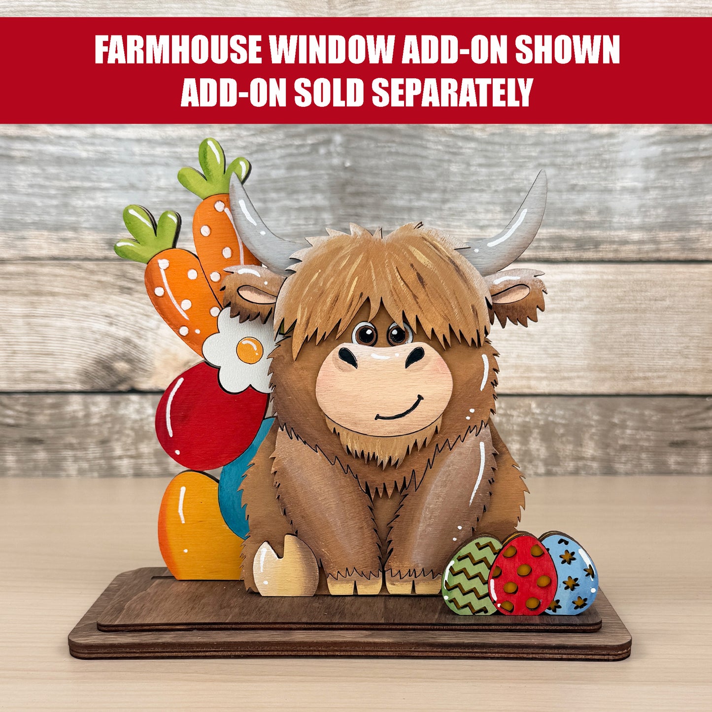 Highland Cow Shelf Sitter SVG – Interchangeable Animal Laser Cut File for Farmhouse Shelf Decor