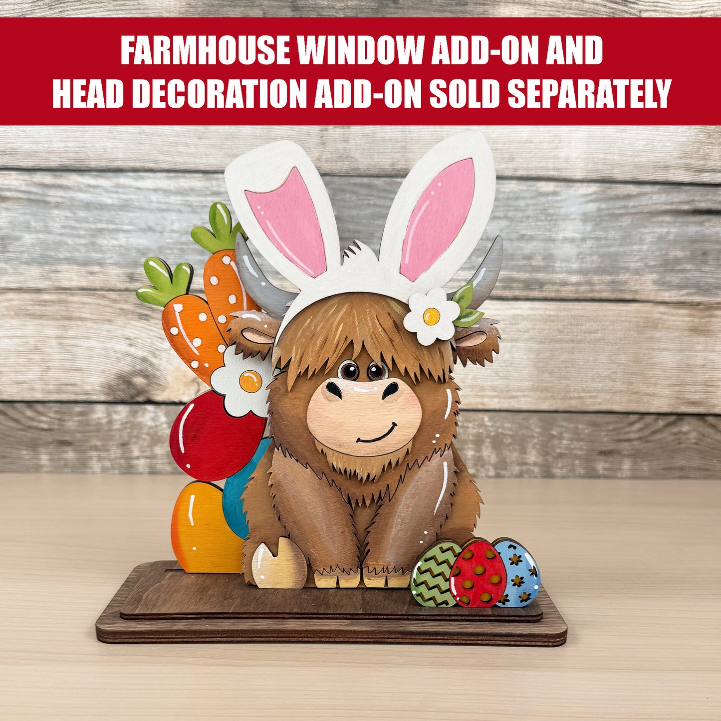Highland Cow Shelf Sitter SVG – Interchangeable Animal Laser Cut File for Farmhouse Shelf Decor