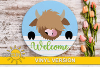 Highland cow door hanger SVG digital download for use with Cricut / Silhouette craft cutting machines