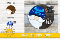 Interchangeable Round Gnome door hanger SVG Hockey Gnome svg Add-on Gnome Hi Door hanger svg Hockeyl svg Glowforge svg Laser cut file