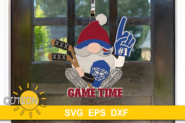 Hockey Gnome Door hanger SVG | Hockey Gnome Door sign SVG laser cut file