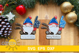 SVG digital download for use with laser cutters featuring a Hockey gnome Christmas ornament