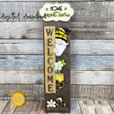 Honey Bee porch sign add-on with a free Interchangeable Porch leaner SVG Gnome vertical porch sign SVG Summer porch decor Laser cut file