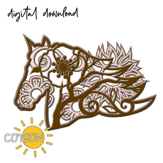 Decorative horse head design with intricate patterns, brand 'CUTSUN' visible.