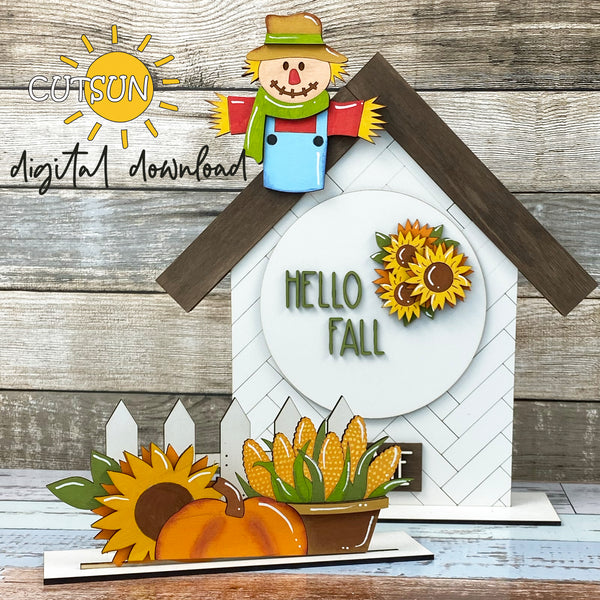 Hello Fall Add-on for the Interchangeable House and Fence Shelf decor SVG FILE