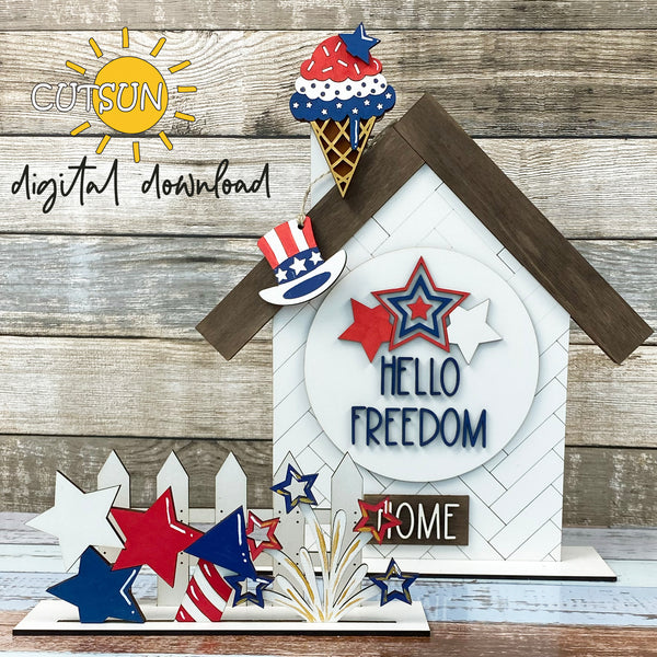 4th of July Add-on for the Interchangeable House and Fence Shelf decor SVG FILE