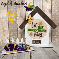 Mardi Gras SVG Add-on for the Interchangeable shelf decor svg House and Fence set SVG FILE Let the good times roll Laser cut file