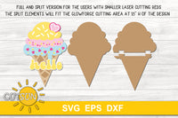 Preview image showing the different versions the ice cream door hanger comes in - full and split for the users with smaller laser cutting beds