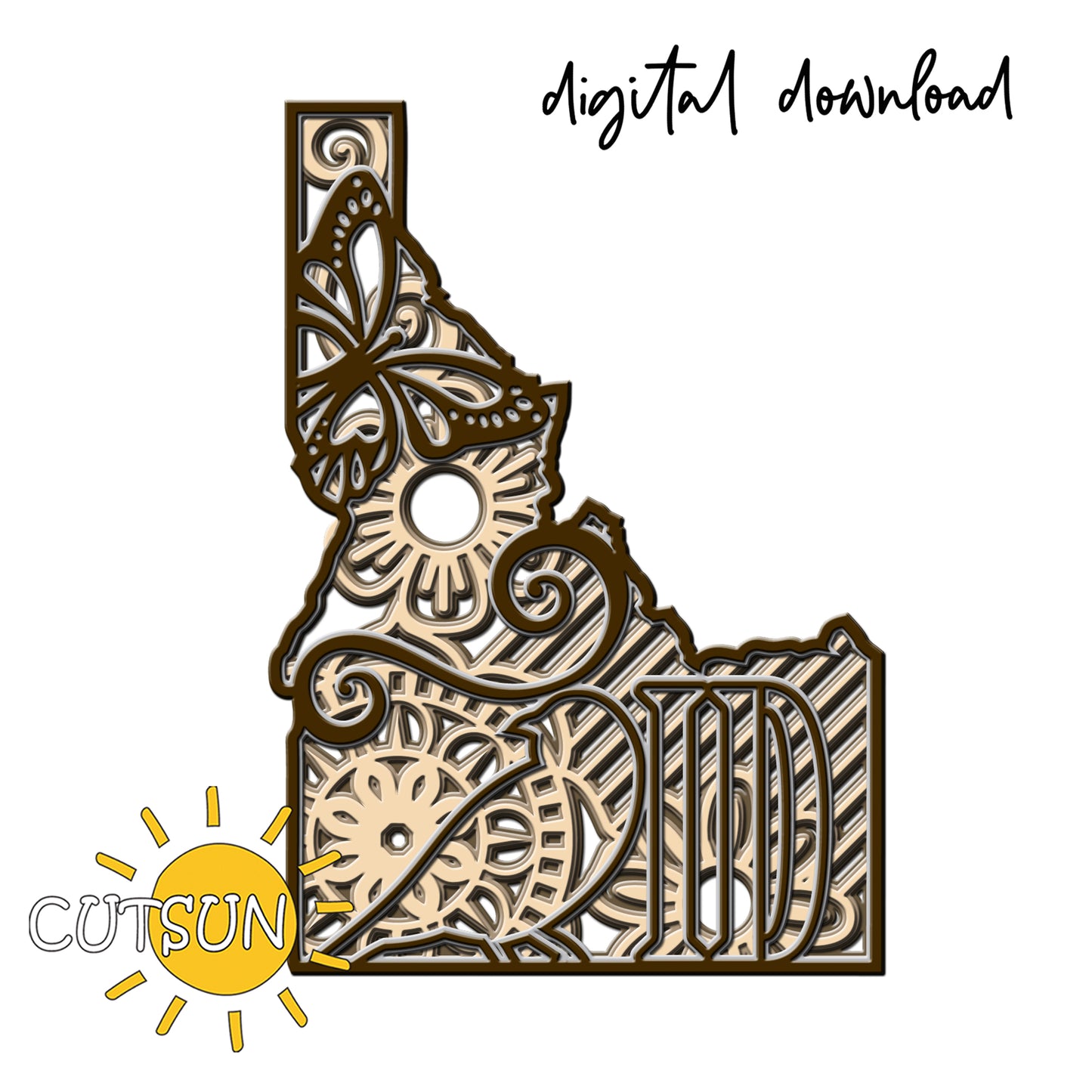 3D Layered Idaho state Mandala SVG - 5 layers